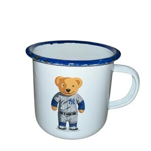 New York Yankees Steel Mug 12oz featuring a uniformed Teddy Bear